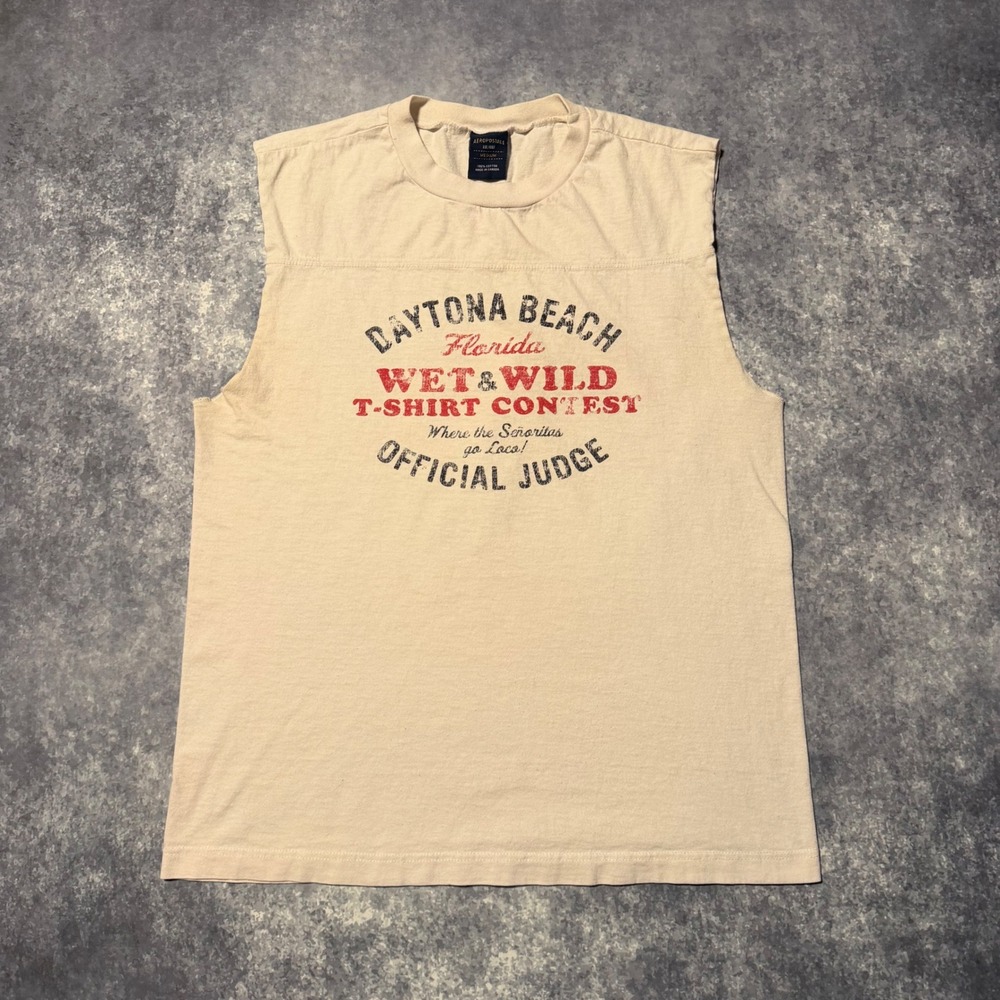 Vintage Aeropostale Mens Vulgar Wet & Wild T-Shirt Contest Muscle Tank Top M